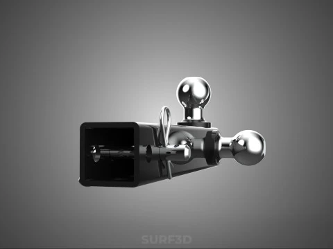 THREE 3 TRIPLE HITCH BALL MOUNT TRAILER SHANK RECEIVER TOWING 3D Model