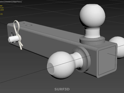 THREE 3 TRIPLE HITCH BALL MOUNT TRAILER SHANK RECEIVER TOWING 3D Model