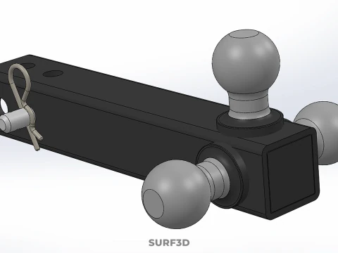 THREE 3 TRIPLE HITCH BALL MOUNT TRAILER SHANK RECEIVER TOWING 3D Model