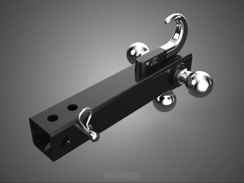 HOOK HITCH BALL MOUNT TRAILER SHANK RECEIVER DRAWBAR TOWING TOW 3D Model