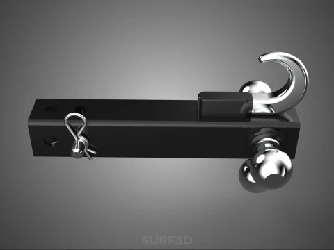 HOOK HITCH BALL MOUNT TRAILER SHANK RECEIVER DRAWBAR TOWING TOW 3D Model