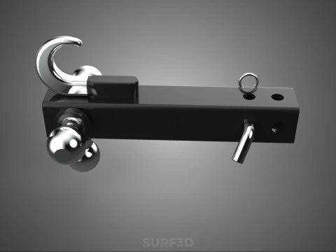 HOOK HITCH BALL MOUNT TRAILER SHANK RECEIVER DRAWBAR TOWING TOW 3D Model