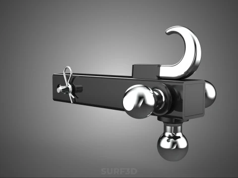 HOOK HITCH BALL MOUNT TRAILER SHANK RECEIVER DRAWBAR TOWING TOW 3D Model