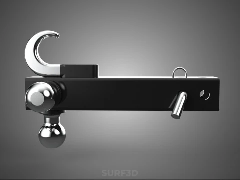 HOOK HITCH BALL MOUNT TRAILER SHANK RECEIVER DRAWBAR TOWING TOW 3D Model