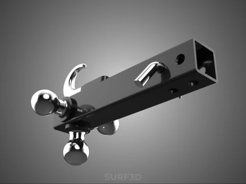 HOOK HITCH BALL MOUNT TRAILER SHANK RECEIVER DRAWBAR TOWING TOW 3D Model