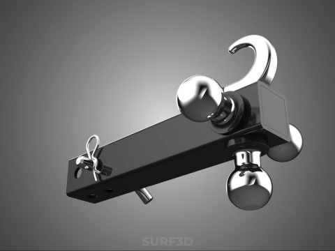 HOOK HITCH BALL MOUNT TRAILER SHANK RECEIVER DRAWBAR TOWING TOW 3D Model