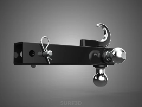 HOOK HITCH BALL MOUNT TRAILER SHANK RECEIVER DRAWBAR TOWING TOW 3D Model