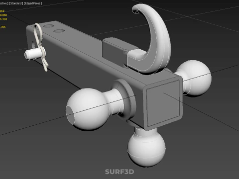 HOOK HITCH BALL MOUNT TRAILER SHANK RECEIVER DRAWBAR TOWING TOW 3D Model
