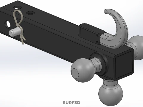 HOOK HITCH BALL MOUNT TRAILER SHANK RECEIVER DRAWBAR TOWING TOW 3D Model