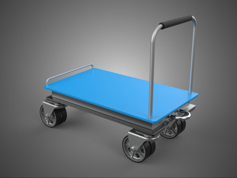 INDUSTRIAL PLATFORM DOLLY CART TROLLEY PALLET BARROW TRANSPORT 4 3D Model