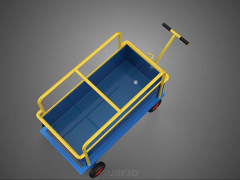 WAREHOUSE MATERIAL HANDLING TROLLEY CART TRANSPORT DOLLY WAGON 3D Model
