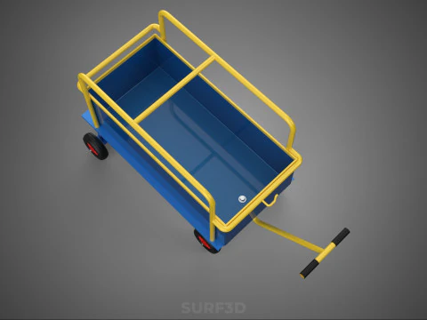 WAREHOUSE MATERIAL HANDLING TROLLEY CART TRANSPORT DOLLY WAGON 3D Model
