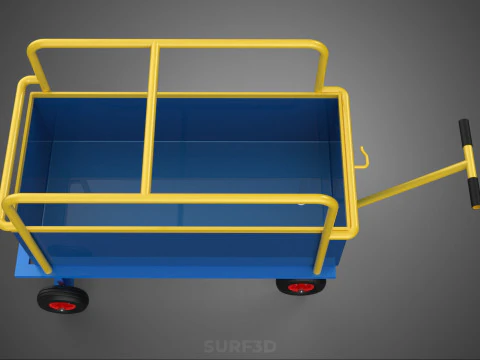 WAREHOUSE MATERIAL HANDLING TROLLEY CART TRANSPORT DOLLY WAGON 3D Model