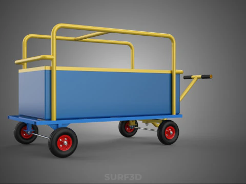 WAREHOUSE MATERIAL HANDLING TROLLEY CART TRANSPORT DOLLY WAGON 3D Model