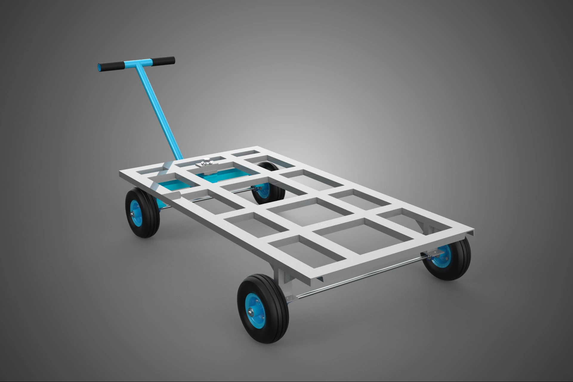 T-HANDLE SWIVEL STEERING FLATBED TROLLEY CART TRANSPORT PALLET 3D Model .c4d .max .obj .3ds .fbx .stl .blend
