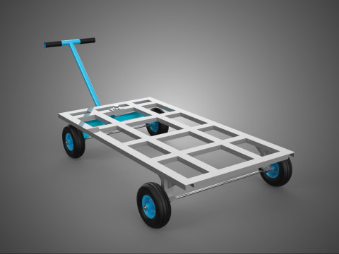 T-HANDLE SWIVEL STEERING FLATBED TROLLEY CART TRANSPORT PALLET 3D Model