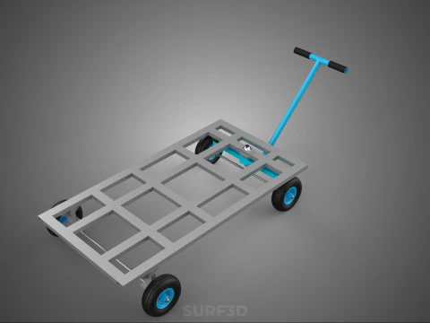 T-HANDLE SWIVEL STEERING FLATBED TROLLEY CART TRANSPORT PALLET 3D Model