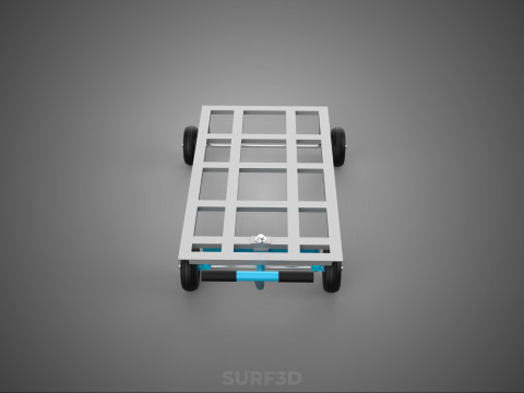 PALET ANGKUTAN KERANJANG TROLLEY DATAR KEMUDI T-HANDLE Model 3D