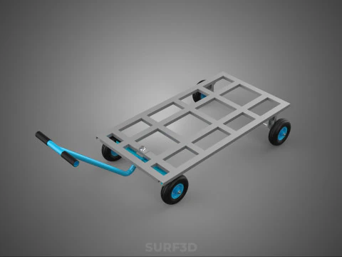 T-HANDLE SWIVEL STEERING FLATBED TROLLEY CART TRANSPORT PALLET 3D Model