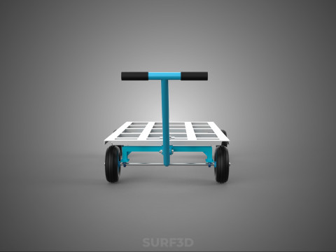 PALET ANGKUTAN KERANJANG TROLLEY DATAR KEMUDI T-HANDLE Model 3D