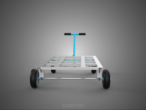 PALET ANGKUTAN KERANJANG TROLLEY DATAR KEMUDI T-HANDLE Model 3D