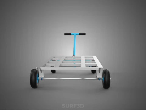 T-HANDLE SWIVEL STEERING FLATBED TROLLEY CART TRANSPORT PALLET 3D Model