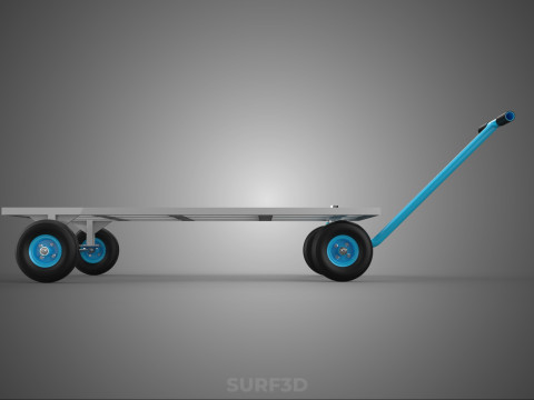 PALET ANGKUTAN KERANJANG TROLLEY DATAR KEMUDI T-HANDLE Model 3D