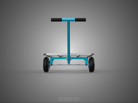 PALET ANGKUTAN KERANJANG TROLLEY DATAR KEMUDI T-HANDLE Model 3D