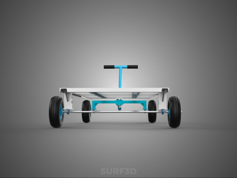 PALET ANGKUTAN KERANJANG TROLLEY DATAR KEMUDI T-HANDLE Model 3D
