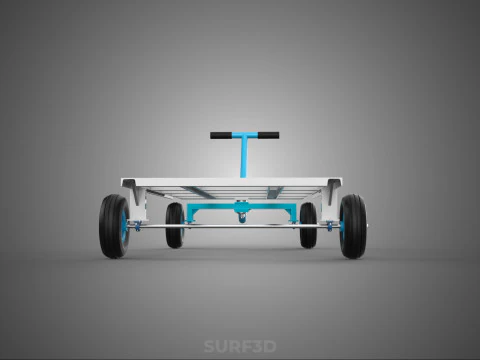 T-HANDLE SWIVEL STEERING FLATBED TROLLEY CART TRANSPORT PALLET 3D Model