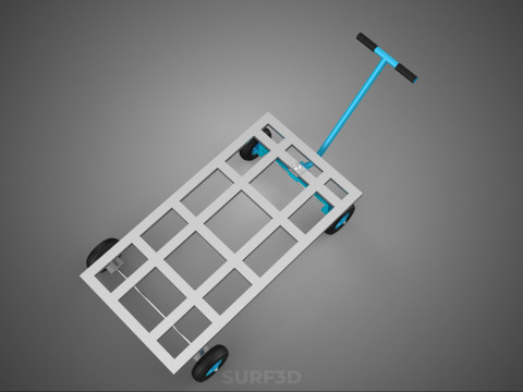 PALET ANGKUTAN KERANJANG TROLLEY DATAR KEMUDI T-HANDLE Model 3D
