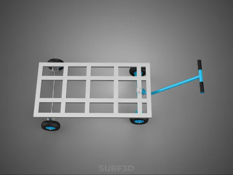 T-HANDLE SWIVEL STEERING FLATBED TROLLEY CART TRANSPORT PALLET 3D Model