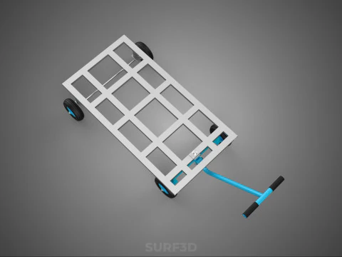 T-HANDLE SWIVEL STEERING FLATBED TROLLEY CART TRANSPORT PALLET 3D Model