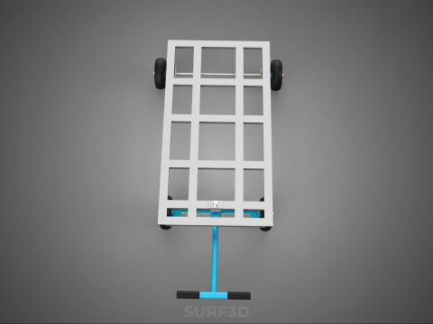 PALET ANGKUTAN KERANJANG TROLLEY DATAR KEMUDI T-HANDLE Model 3D