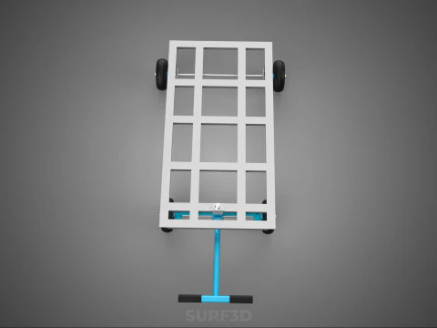 T-HANDLE SWIVEL STEERING FLATBED TROLLEY CART TRANSPORT PALLET 3D Model