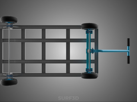 PALET ANGKUTAN KERANJANG TROLLEY DATAR KEMUDI T-HANDLE Model 3D