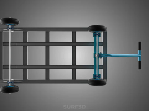 T-HANDLE SWIVEL STEERING FLATBED TROLLEY CART TRANSPORT PALLET 3D Model