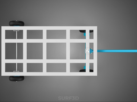 PALET ANGKUTAN KERANJANG TROLLEY DATAR KEMUDI T-HANDLE Model 3D