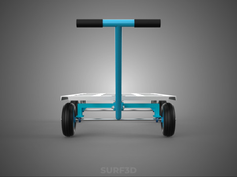 PALET ANGKUTAN KERANJANG TROLLEY DATAR KEMUDI T-HANDLE Model 3D