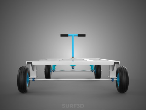 PALET ANGKUTAN KERANJANG TROLLEY DATAR KEMUDI T-HANDLE Model 3D