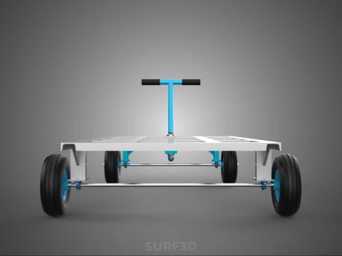 T-HANDLE SWIVEL STEERING FLATBED TROLLEY CART TRANSPORT PALLET 3D Model