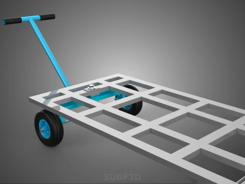 T-HANDLE SWIVEL STEERING FLATBED TROLLEY CART TRANSPORT PALLET 3D Model