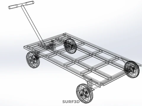 T-HANDLE SWIVEL STEERING FLATBED TROLLEY CART TRANSPORT PALLET 3D Model