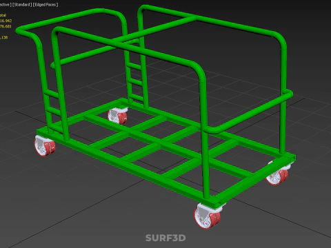 SWIVEL CASTER HAND TRUCK TROLLEY CART PALLET DELIVERY RACK FRAME 3D Model