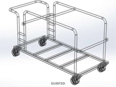 SWIVEL CASTER HAND TRUCK TROLLEY CART PALLET DELIVERY RACK FRAME 3D Model