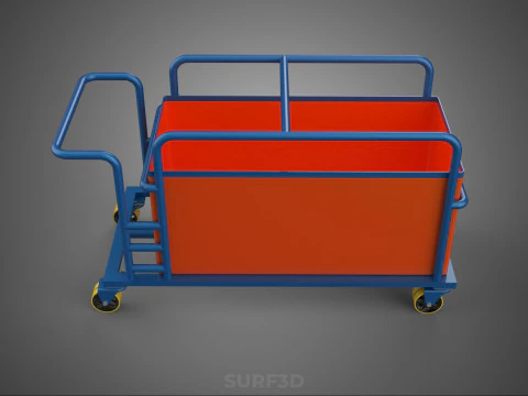HOSPITAL HOTEL LAUNDRY TRANSPORT CART TROLLEY BASKET CLOTHESLINE 3D Model