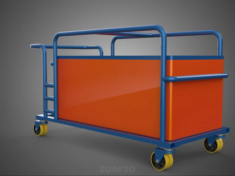HOSPITAL HOTEL LAUNDRY TRANSPORT CART TROLLEY BASKET CLOTHESLINE 3D Model