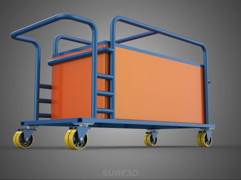 HOSPITAL HOTEL LAUNDRY TRANSPORT CART TROLLEY BASKET CLOTHESLINE 3D Model