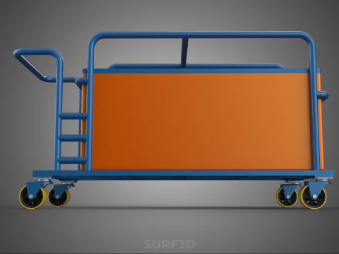 HOSPITAL HOTEL LAUNDRY TRANSPORT CART TROLLEY BASKET CLOTHESLINE 3D Model