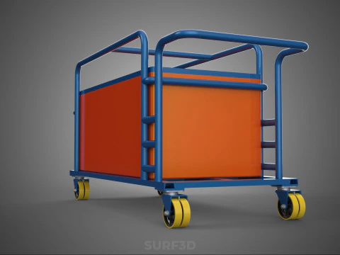 HOSPITAL HOTEL LAUNDRY TRANSPORT CART TROLLEY BASKET CLOTHESLINE 3D Model